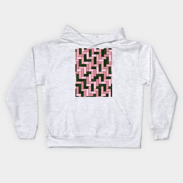 Tiled Design in Pinks and Greens Kids Hoodie by OneThreeSix